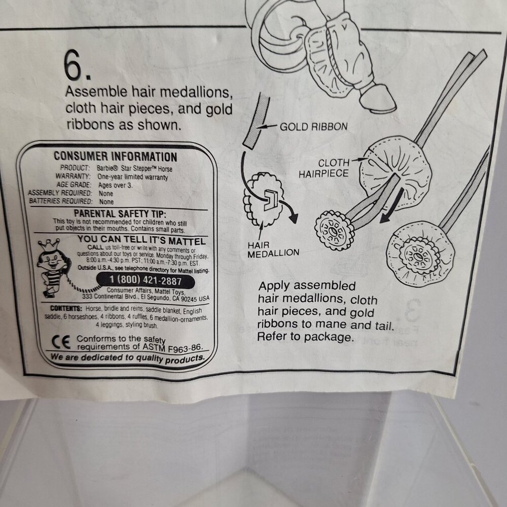 Barbie Star Stepper Horse Instructions Manual 1991 Mattel Vintage - Picture 5 of 10